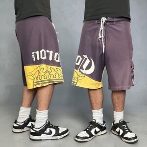 Corona Extra Board Shorts Purple Yellow Crown Logo Skater Y2K Size XL